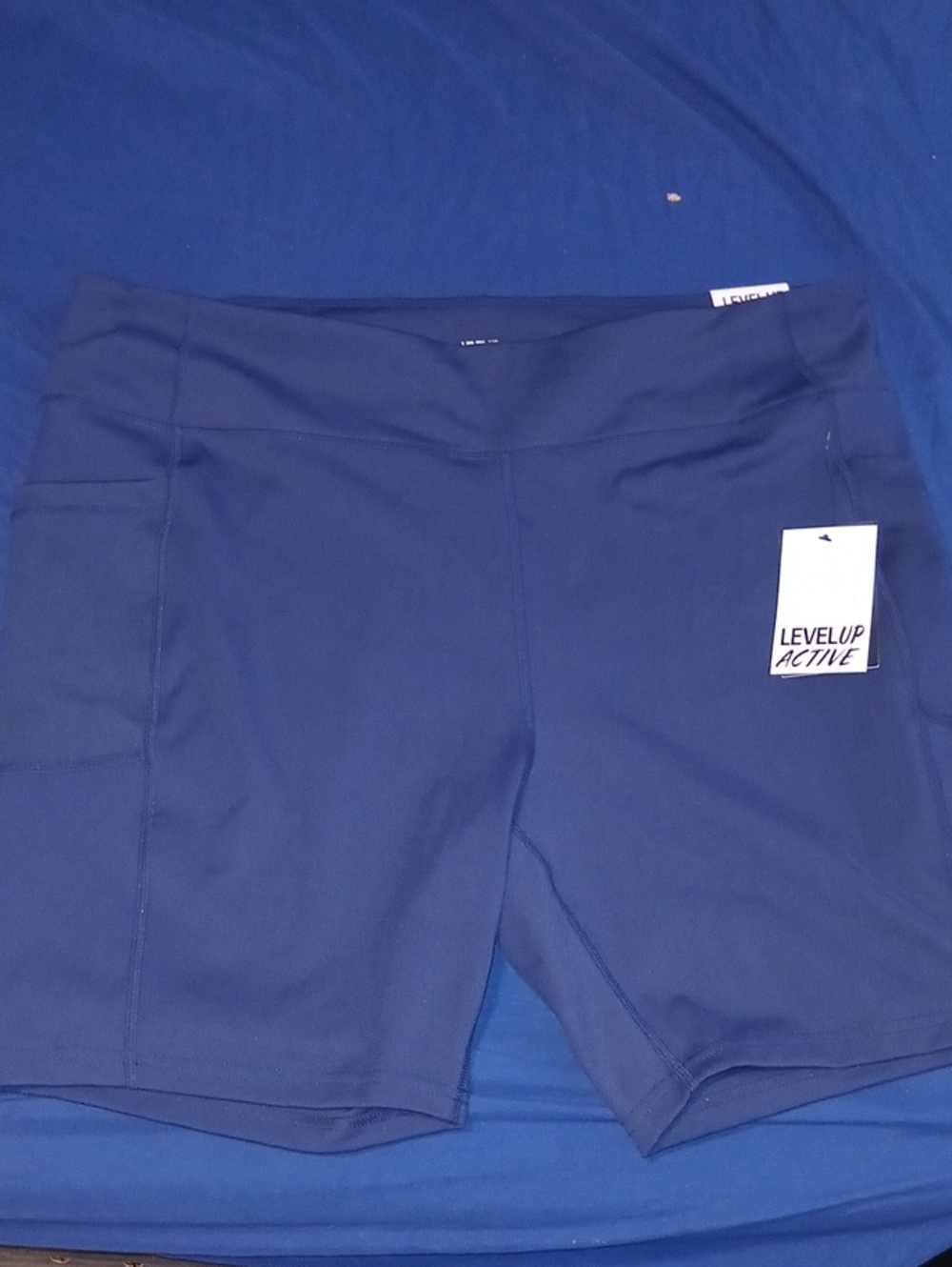 Women's Navy Bike Shorts with Side Pocket - Picture 1 of 4